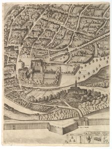 Plán města Říma. Část 11 s levým břehem San Pancrazio, 1645. od Antonio Tempesta