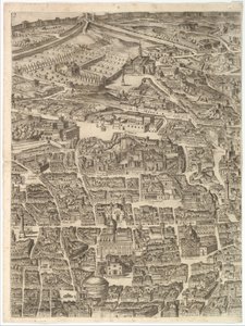 Plán města Říma. Část 3 se Santa Maria Maggiore, Pantheonem a Trajánovým ..., 1645. od Antonio Tempesta