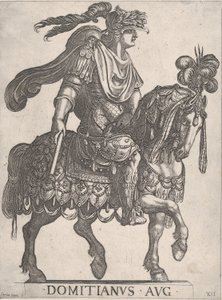 Talíř 12: Císař Domitian na koni čelem vpravo od 