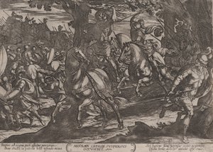 Deska 19: Jacob Killing Absalom, z The Battles of the Old Testament, ca. 1..., ca. 1590-cca. 1610. od Antonio Tempesta