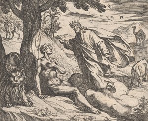 Deska 2: Stvoření člověka Hominis creatio, z Ovidiových ‚Metamorphoses‘, 1606. od Antonio Tempesta
