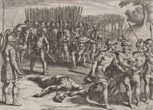Deska 3: Claudius Civilis zatčen a jeho bratr Paulus beheaded, z Válka o Ro..., 1611. od Antonio Tempesta