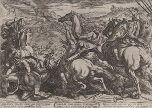 Deska 6: Izraelité poražení Kananejci za to, že neposlechli Mojžíše..., ca. 1590-cca. 1610. od Antonio Tempesta