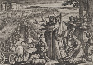 Talíř 8: Ženy a děti pozorují Civilis bojující s Římany, z Války Romů..., 1611. od Antonio Tempesta