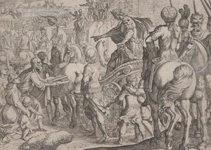 Deska 9: Alexandrův triumfální vjezd do Babylonu, z Čin Alexandra Velikého, ..., 1608. od Antonio Tempesta