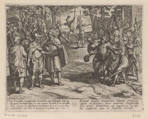 Římané kupují mladé Holanďany od Holanďanů postarších Batavské války proti Římanům (název série) Batavorum cum Romanis Bellum (název série) od Antonio Tempesta