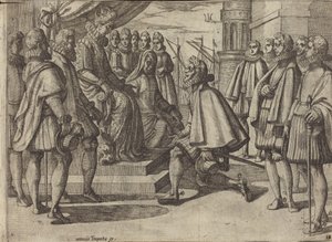 Španělský vévoda před Markétou Rakouskou [zadní strana] od Antonio Tempesta
