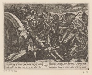 Překvapivý útok na římský tábor na Mosele Batavské války proti Římanům (název série) Batavorum cum Romanis Bellum (název série) od Antonio Tempesta