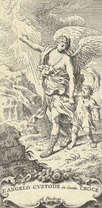 Anděl, který vede mladého chlapce a gestikuluje k oblakům, ca. 1708-82.