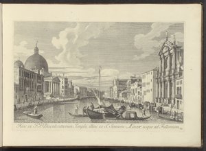 Pohled na Canal Grande, Santa Maria di Nazareth a San Simeone Piccolo te Venetië Proto od F.F. Temple of the Discalced, dále od S. Simeon Minor po Fullonium (název na objektu) Nejznámější pohledy na město Benátky z Antoniova kanálu od Antonio Visentini