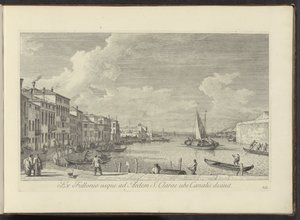 Podívejte se na Canal Grande en de kerk de Santa Chiara te Benátky Z prádelny do domu svaté Kláry, kde kanál končí (název na objektu) Nejznámější pohledy na město Benátky, z 38. panelů Antoniova kanálu, vytištěné mosazí Antoniem Vissentinim v r. od Antonio Visentini