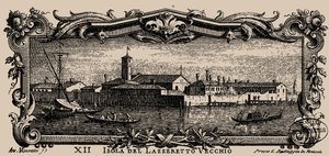 Benátské Isolario, XII. Ostrov Lazzaretto Vecchio, 1777.