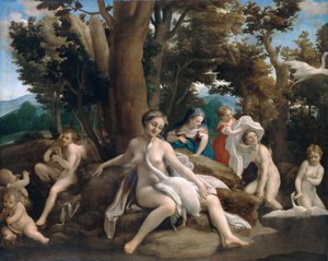 Leda a labuť od Antonio da Correggio