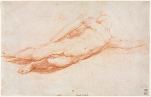 Studie padlého vojáka, možná konverze Saula recto, c. 1525. od Antonio da Correggio