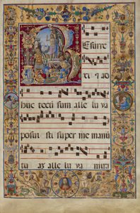 Graduál. Iniciála R: The Resurrection, cca 1500 (tempera, plátkové zlato a inkoust na pergamenu) od Antonio da Monza