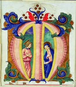 Historická iniciála M zobrazující Zvěstování od Antonio di Niccolo di Lorenzo