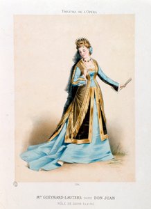 Zpěvačka Pauline Lauters-Gueymard (Lauters Gueymard) (1834-1876) hraje Donu Elvire v opeře Wolfganga Amadea Mozarta Don Giovanni (Don Juan) (1756-1791) během představení v Opeře v Paříži. Litografie Antonyho Morlona (1834-1914) Soukromá