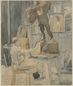Jan Toorop v ateliéru sochaře