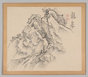 Dvojalbum krajinářských studií podle Ikeno Taiga, svazek 1 list 26, 18. století. od Aoki Shukuya