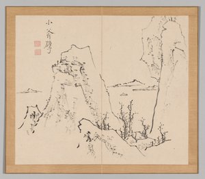 Dvojalbum krajinářských studií podle Ikeno Taiga, svazek 1 list 8, 18. století. od Aoki Shukuya