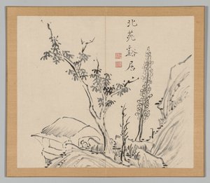 Dvojalbum krajinářských studií podle Ikeno Taiga, svazek 2 list 13, 18. století. od Aoki Shukuya