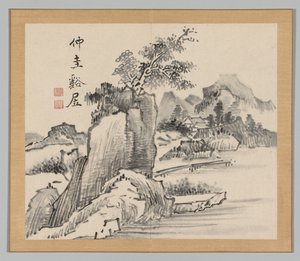 Dvojalbum krajinářských studií podle Ikeno Taiga, svazek 2 list 14, 18. století. od Aoki Shukuya