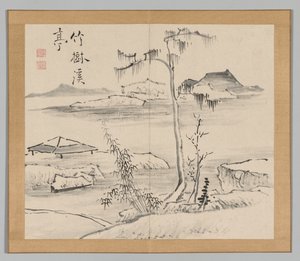 Dvojalbum krajinářských studií podle Ikeno Taiga, svazek 2 list 24, 18. století. od Aoki Shukuya