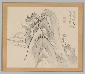 Dvojalbum krajinářských studií podle Ikeno Taiga, svazek 2 list 33, 18. století. od Aoki Shukuya