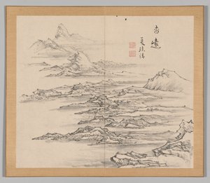 Dvojalbum krajinářských studií podle Ikeno Taiga, svazek 2 list 5, 18. století. od Aoki Shukuya
