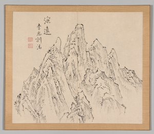 Dvojalbum krajinářských studií podle Ikeno Taiga, svazek 2 list 6, 18. století. od Aoki Shukuya