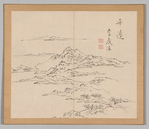 Dvojalbum krajinných studií podle Ikeno Taiga, svazek 2 list 8, 18. století. od Aoki Shukuya