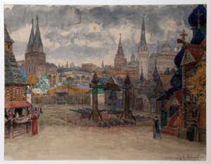 La place des strelets - Dekor pro operu "La Khovanchtchina"" od Modeste Moussorgského (1839-1881) - The Strelets