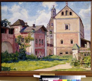Klášter Simonov v Moskvě. Obraz Appolinari Michajlovič Vasněcov (1856-1933), olej na plátně od Apollinari Mikhailovich Vasnetsov