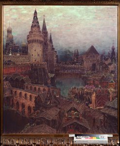 Moskva v 17. století, Svítání u brány vzkříšení - obraz Appolinari Michajlovič Vasněcov (1856-1933), olej na plátně od Apollinari Mikhailovich Vasnetsov