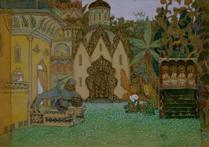 Scénický návrh k opeře Legenda o neviditelném městě Kitezh a panna Fevronia N. Rimského-Korsakova, 1907 od Apollinari Mikhailovich Vasnetsov