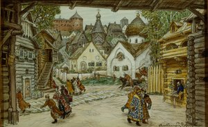 Scénografie k opeře The Oprichnik The Guardsman od Petra Čajkovského, 1911 od Apollinari Mikhailovich Vasnetsov