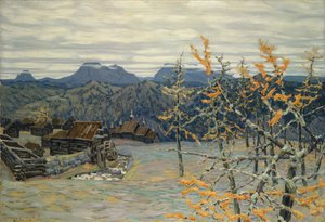 Vesnice v pohoří Ural od Apollinari Mikhailovich Vasnetsov