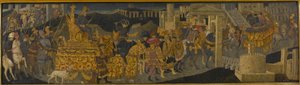 Triumf Scipio Africanus (tempera se zlatem a stříbrem na panelu) od Apollonio (studio of) & Marco del Buono (1402 89)