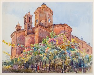 Kostel sv. Mikuláše (akvarel na papíře) od Arcangelo Salvarani