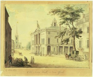 The Old Town Hall (Federal Hall) New York City, 1798 (grafit, wc, pero a inkoust na papíře)