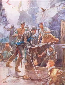 Pak s hrdým bledým rtem vykřikl: „Ho! gunner, split and potop the ship