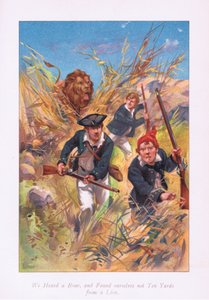 Zaslechli jsme řev a zjistili, že jsme ani ne deset metrů od lva, 1900. od Archibald Webb