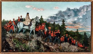 Bitva u Mentany se odehrála 3. listopadu 1867 (olej na plátně od Archimede Tranzi