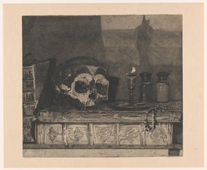 Zátiší s lebkou od Arend Hendriks (signed by artist)