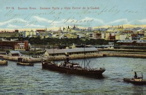 Severní dok a částečný výhled na město, Buenos Aires, Argentina (barevné foto)