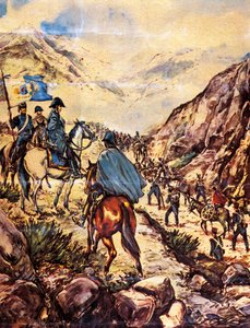 Generál José de San Martin, známý také jako Osvoboditel Jihu, prochází se svou armádou přes Andy směrem k Peru. od Argentinian School