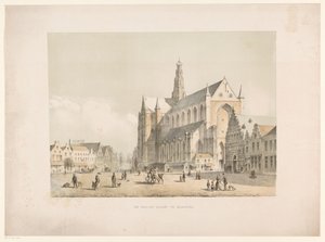 Pohled na kostel Sint-Bavo a náměstí Grote Markt v Haarlemu The Groote Markt v Haarlemu (název na objektu) od Arie Ketting de Koningh