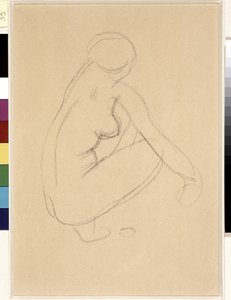 Nahý dřep. Kresba Aristida Maillola (1861-1944). Tužka na papíře. Rozměr: 32 x 23 cm. Musee Cantini, Marseille od Aristide Maillol