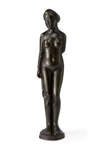 Stojící koupající se závěsem přes pravou paži; Baigneuse debout drapee sur le bras droit od Aristide Maillol