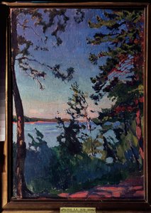 Park na břehu řeky Něvy. Obraz Arkadi (Arkady) Alexandrovič Rylov (1870-1939), olej na plátně